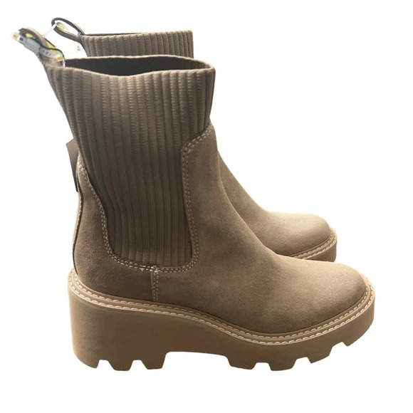 Dolce Vita Womens H20 Hoven Tan Leather Lugged Sole Chelsea Boots Boots NWT - Picture 7 of 10